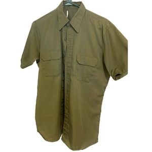 2-Pocket Short Sleeve Shirt, Uniform x Military, Men's Large, Olive Green